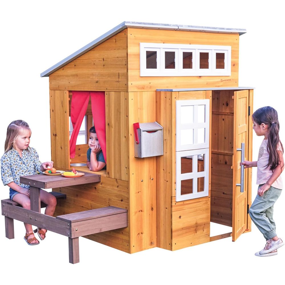 Kids Outdoor Wooden Table - KidKraft Modern Wooden Playhouse Outdoor with