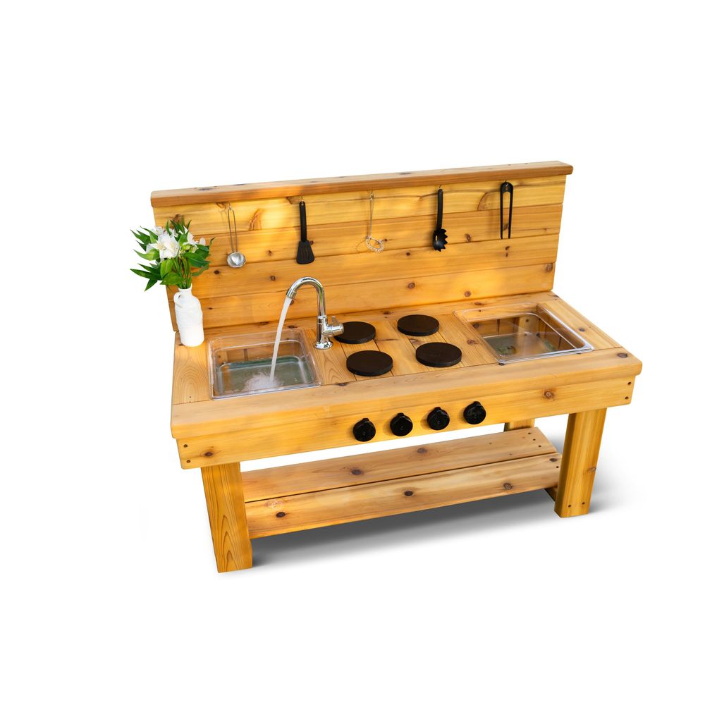 Kids Outdoor Mud Table - Toys XL Cedar Outdoor Mud Kitchen