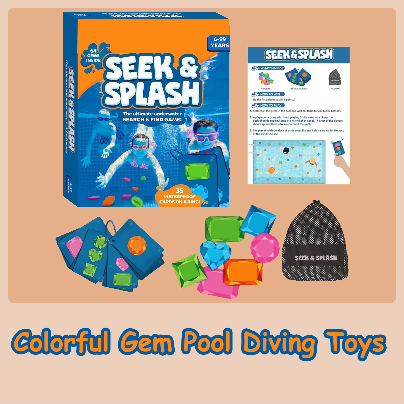 Kids Outdoor Learning Activities - Dive Gems Pool Toys Educational Underwater