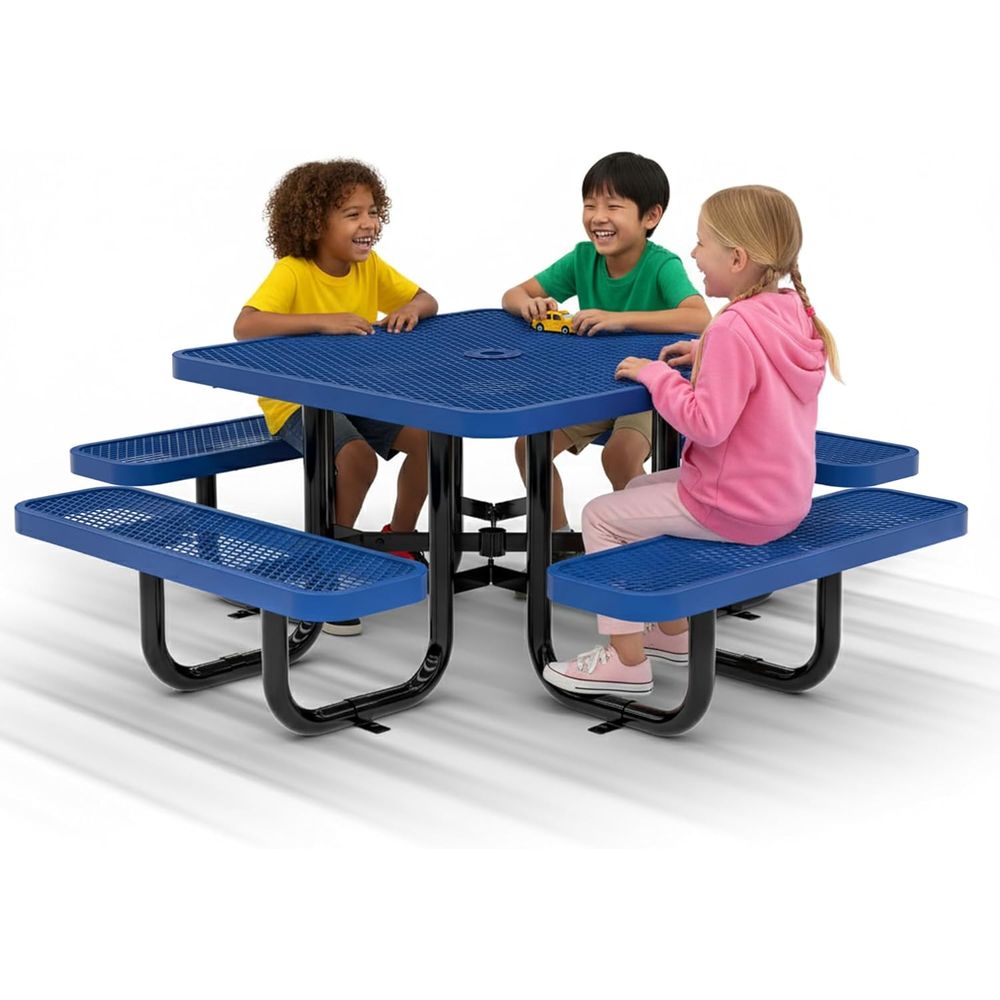 Kids Outdoor Play Table - Blue 38 Square Picnic Table with