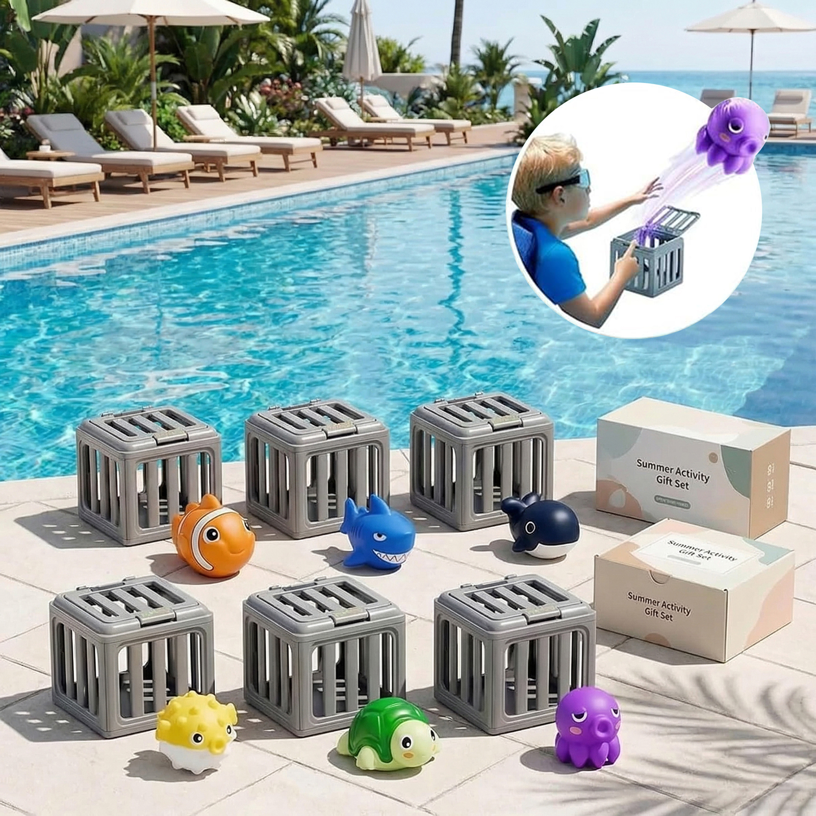 Kids Outdoor Exercise Equipment - Kids Pool Diving Toys with Fish