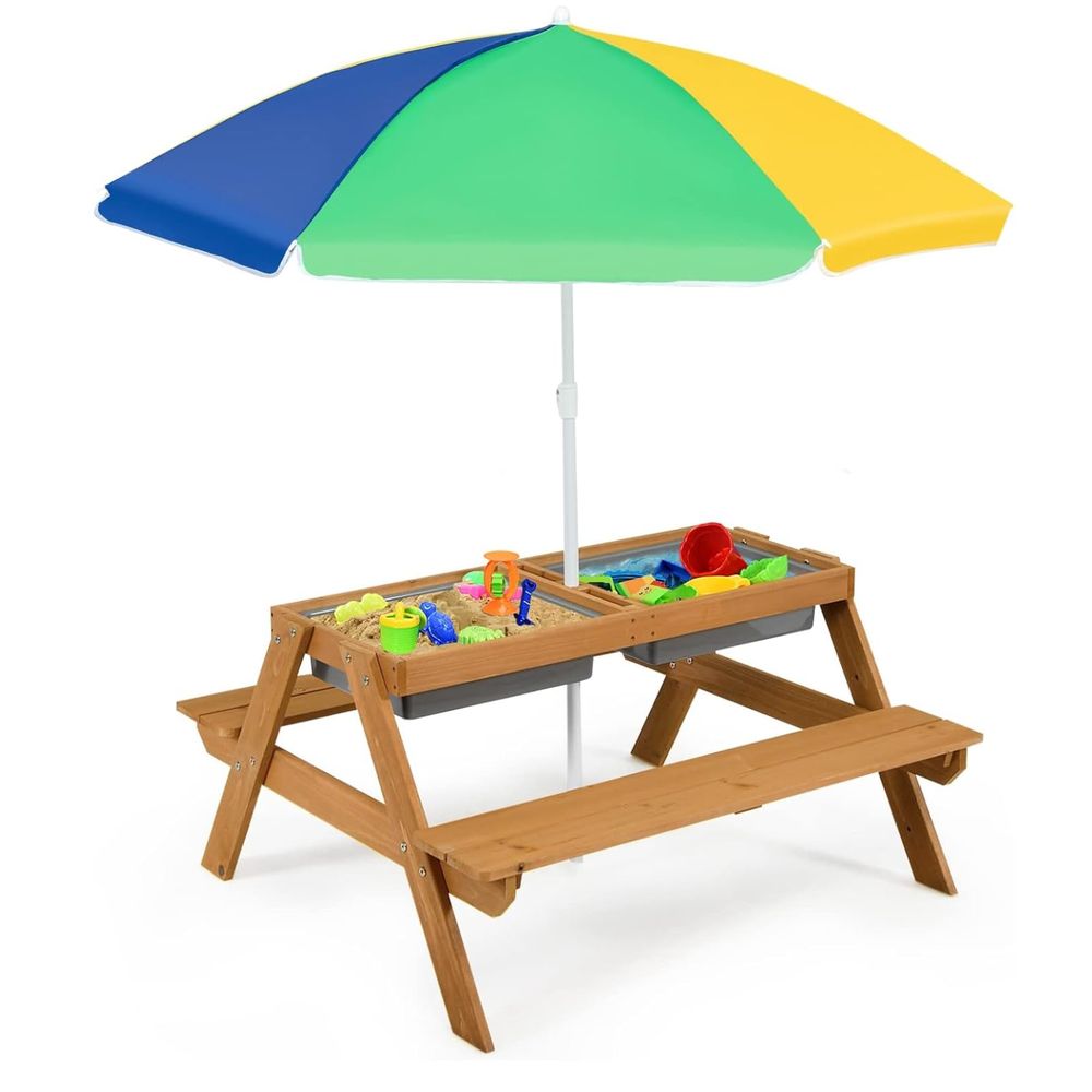 Kids Outdoor Wooden Table - Kids Picnic Table, 4 in 1
