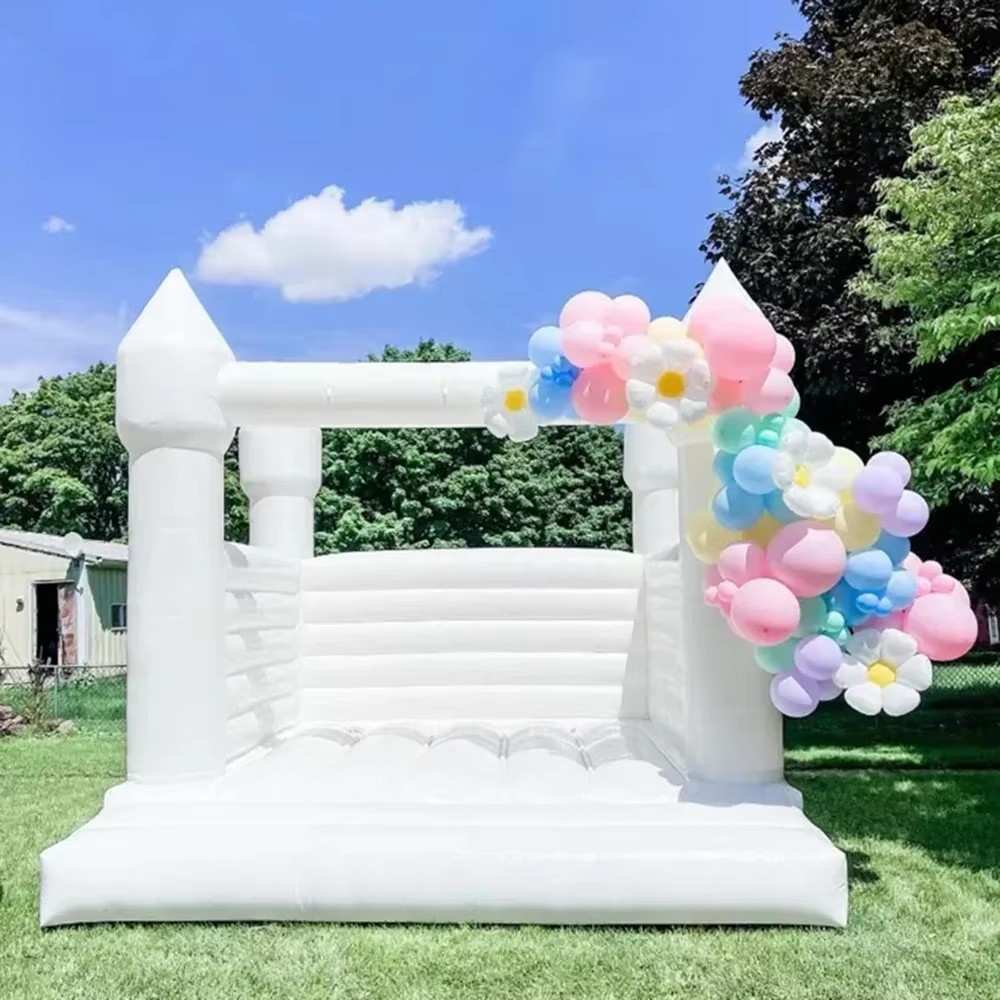 Kids Outdoor Bounce House - White Inflatable Bounce House Jumper Bouncy