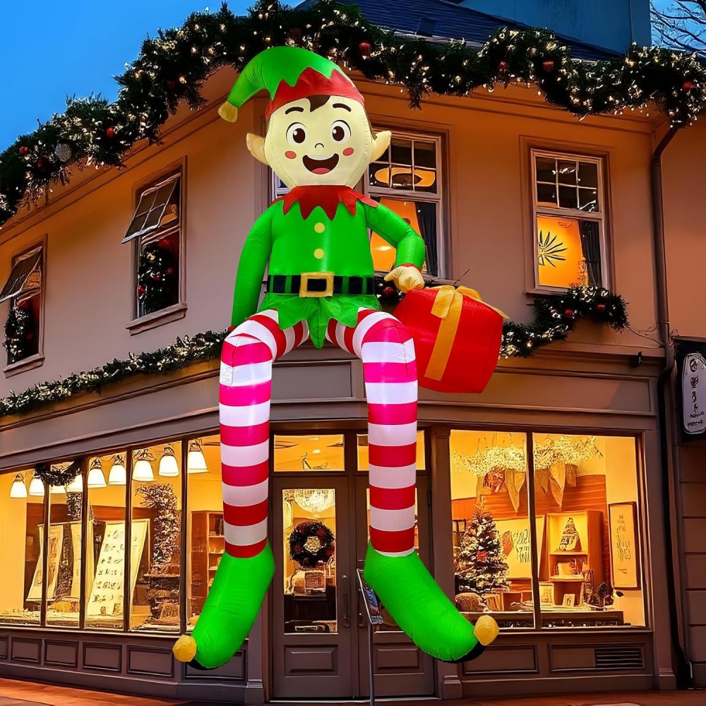 Kids Outdoor Exercise Equipment - 8FT Christmas Inflatables Sitting Elf Decoration