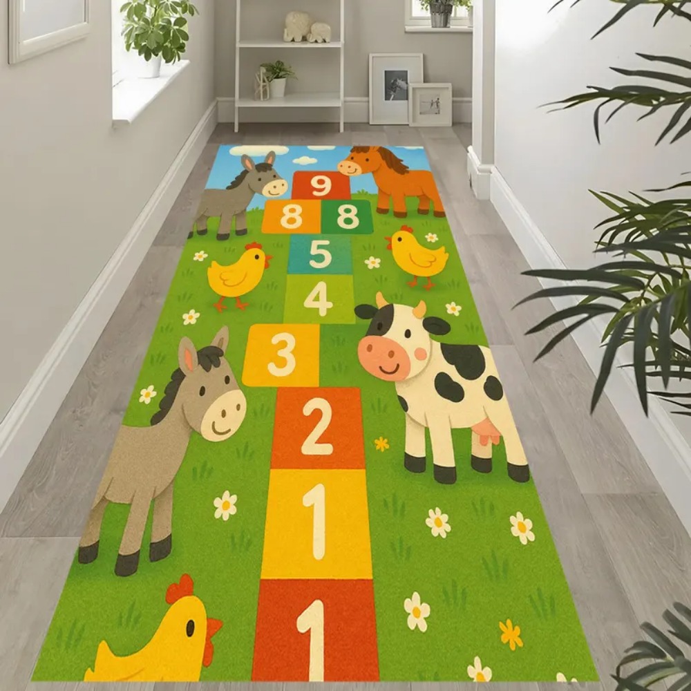 Kids Outdoor Zoo - Kids Zoo Animal Pattern Runner Rug