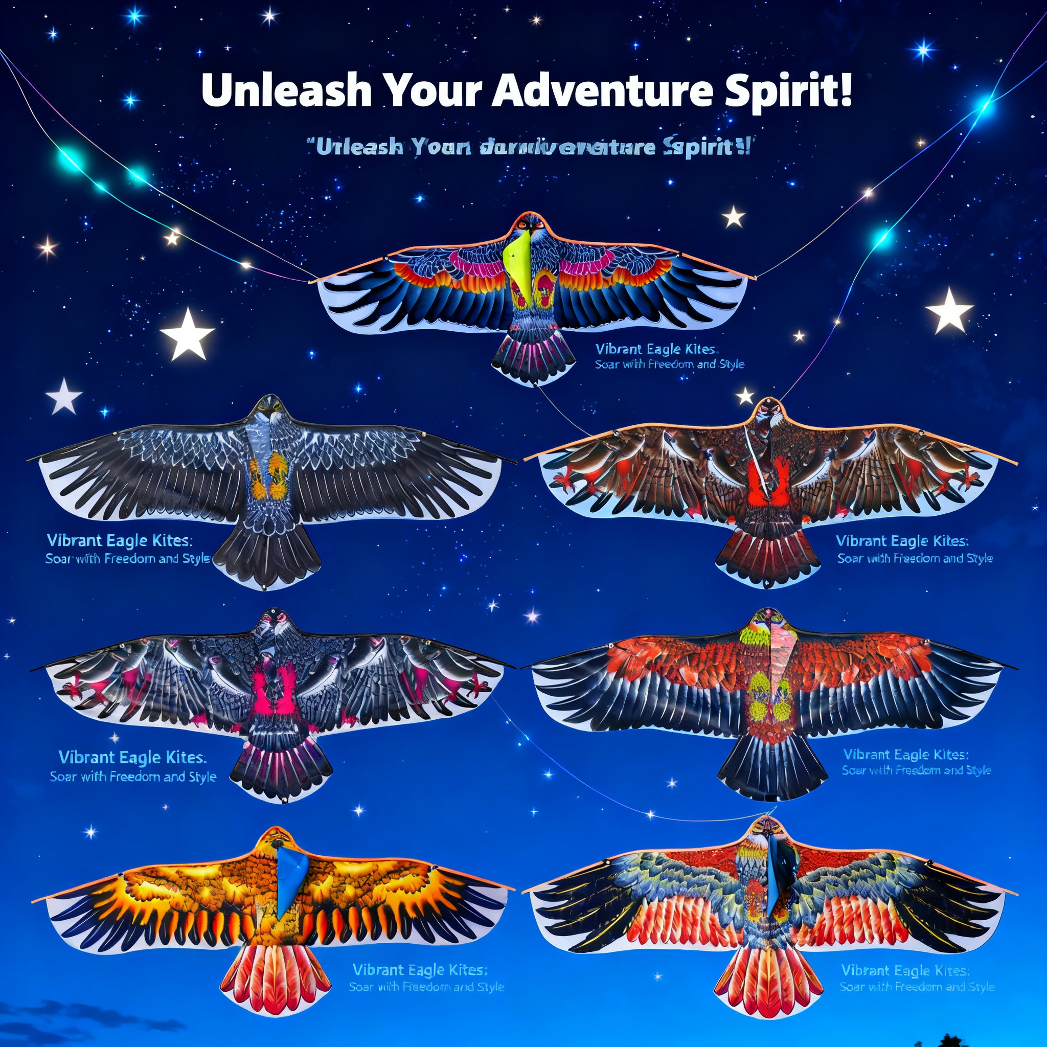 Kids Outdoor Play - 1.1m Eagle Kite With 30m Kite