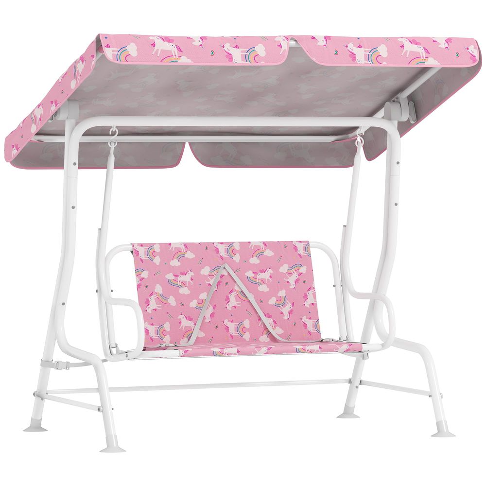 Kids Unicorn Outdoor Chair - Kids Patio Swing, 2Seater Outdoor Porch