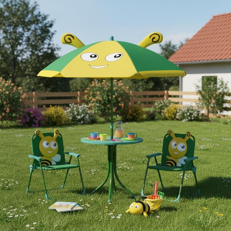 Kids Outdoor Table And Chairs With Umbrella - Outdoor Kids Garden Furniture Set Children
