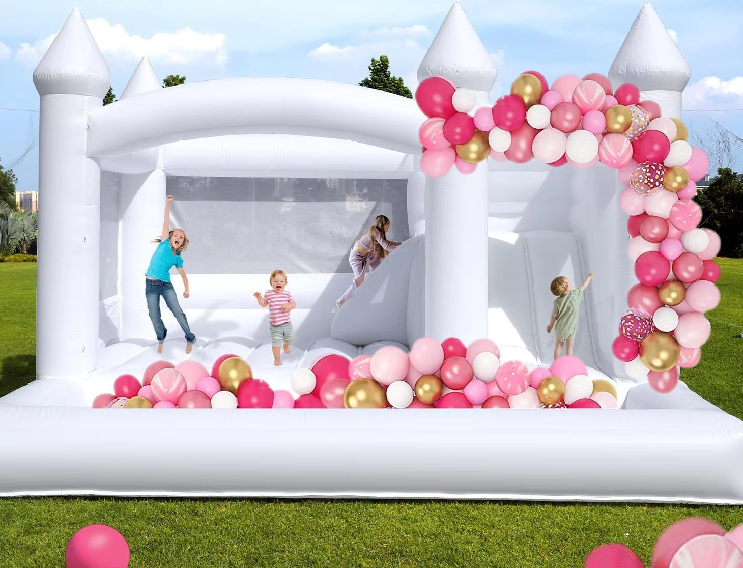 White Bounce House for Kids an - Kids Outdoor Bounce House ulasan dan harga