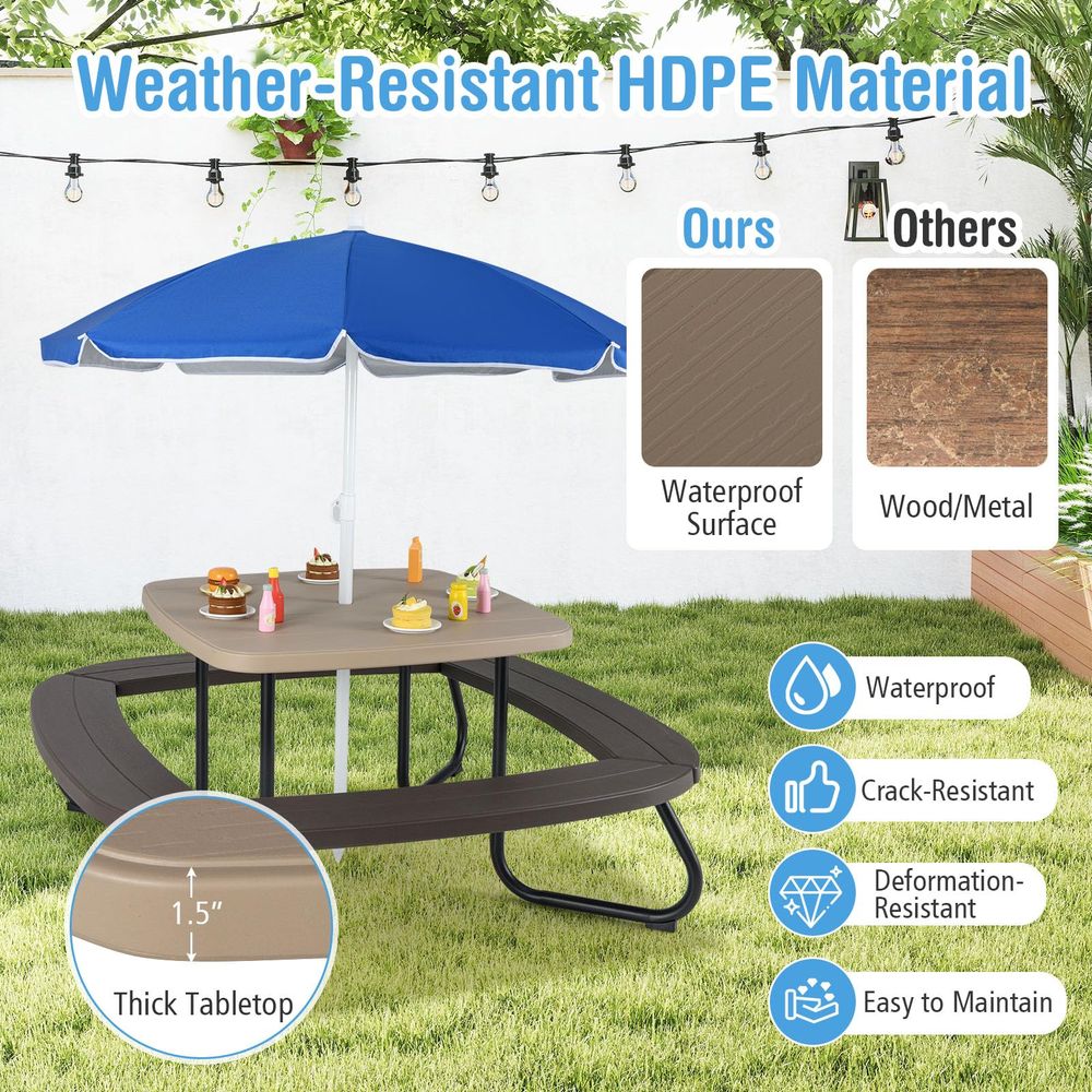 Kids Picnic Table, 8 Person To - Kids Outdoor Table And Chairs With Umbrella ulasan dan harga