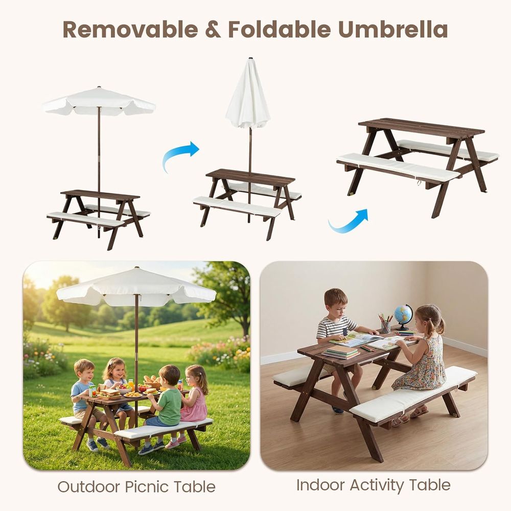 Outdoor Wooden Kids Picnic Tab - Kids Outdoor Wooden Table ulasan dan harga