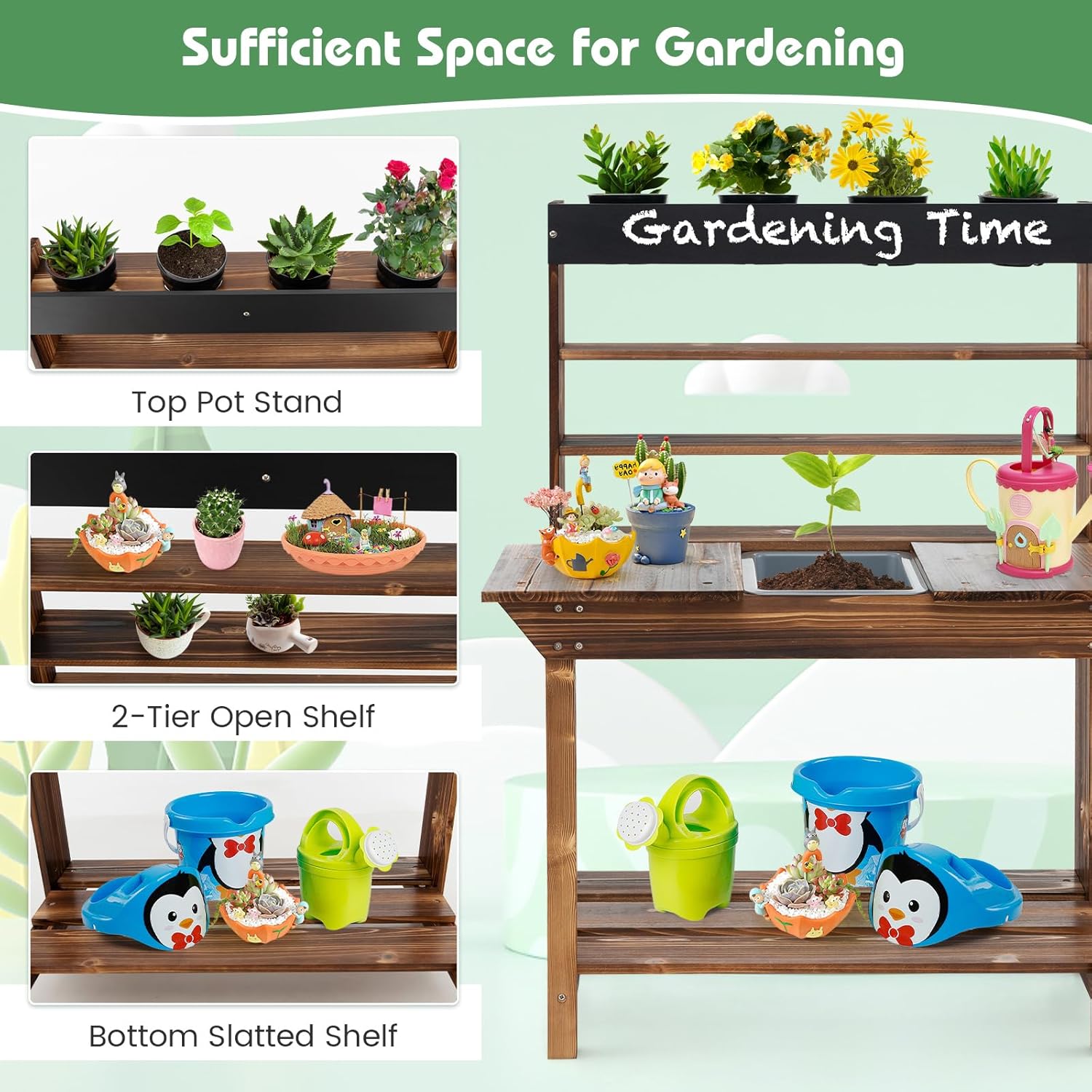 Mud Kitchen, Fir Wood Kids Pot - Kids Outdoor Mud Table ulasan dan harga