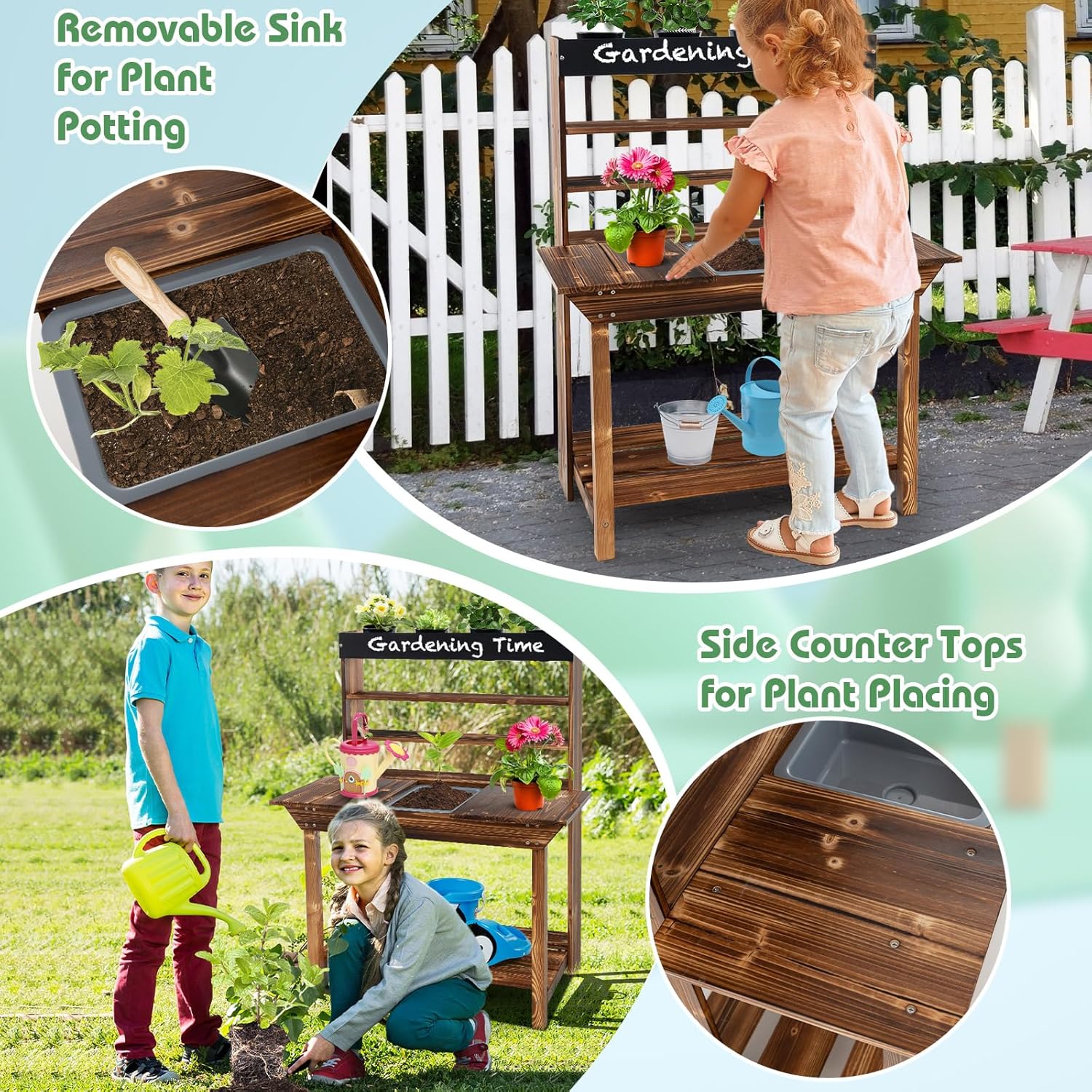 Mud Kitchen, Fir Wood Kids Pot - Kids Outdoor Mud Table ulasan dan harga