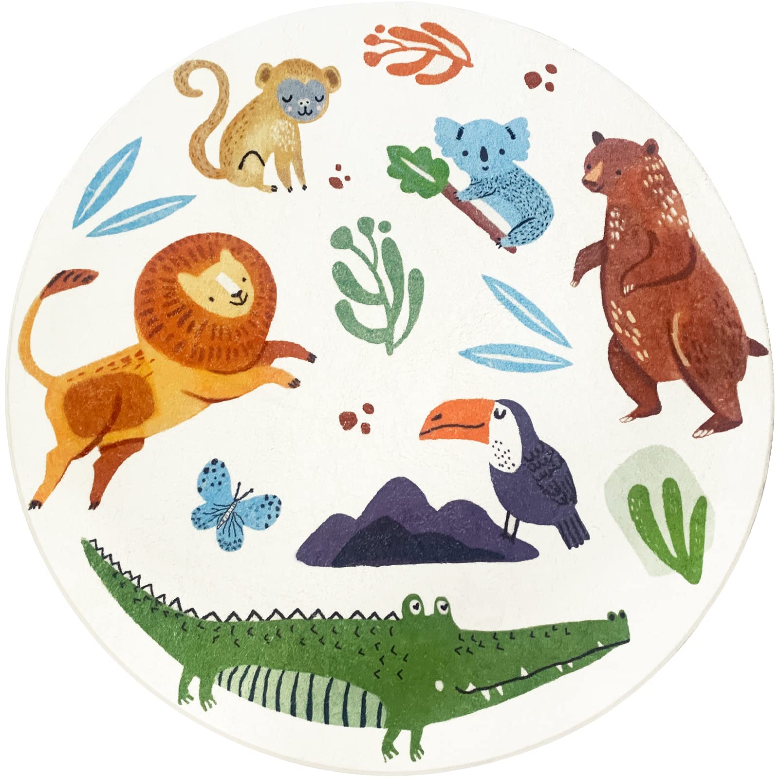Kids Rug Carpet Round Zoo Anim - Kids Outdoor Zoo ulasan dan harga