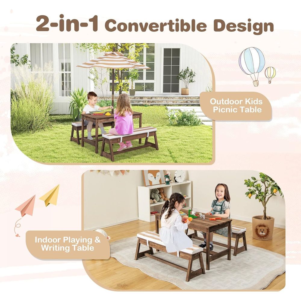 Kids Picnic Table, Outdoor Woo - Kids Outdoor Wooden Table ulasan dan harga