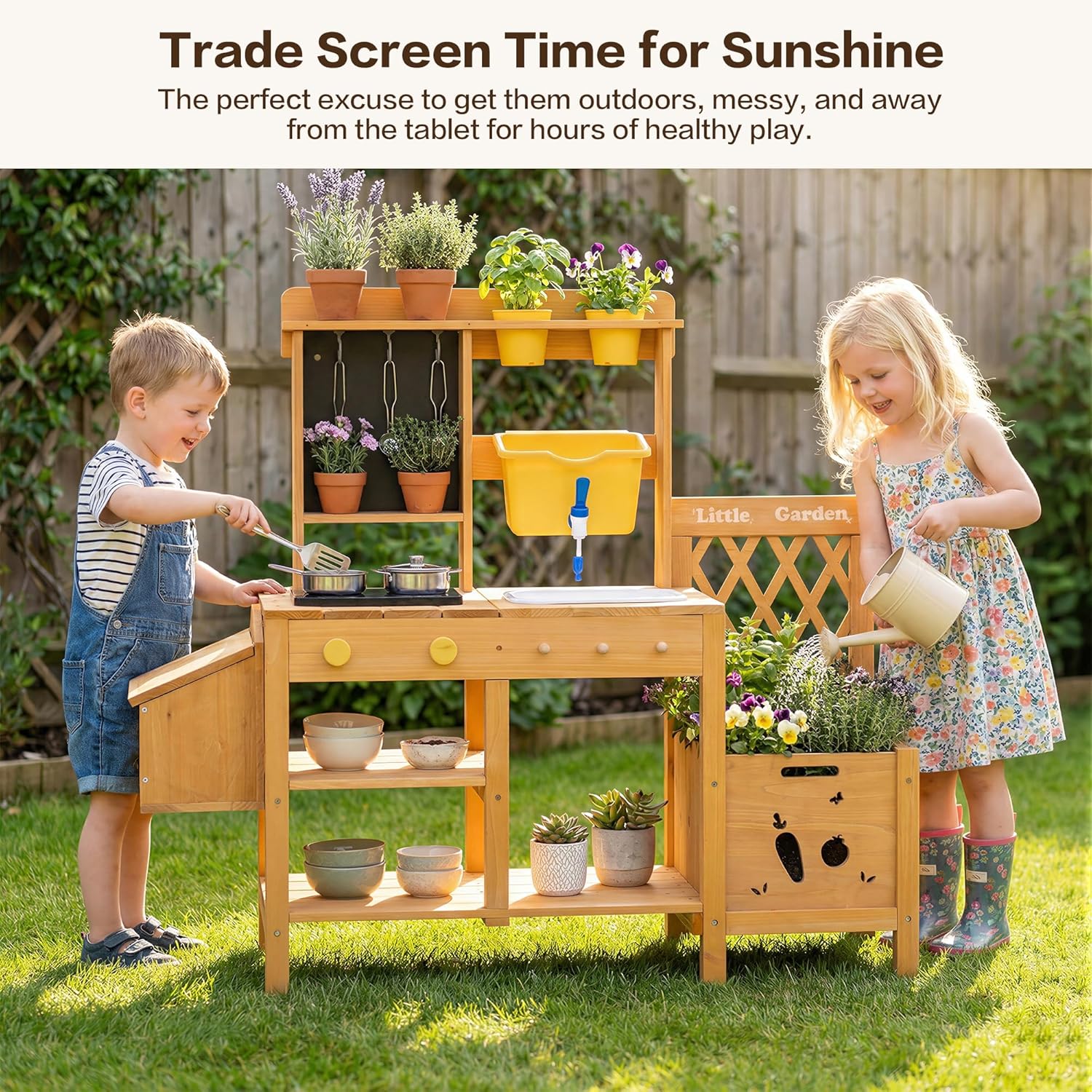 Wooden Mud Kitchen for Kids, O - Kids Outdoor Mud Table ulasan dan harga
