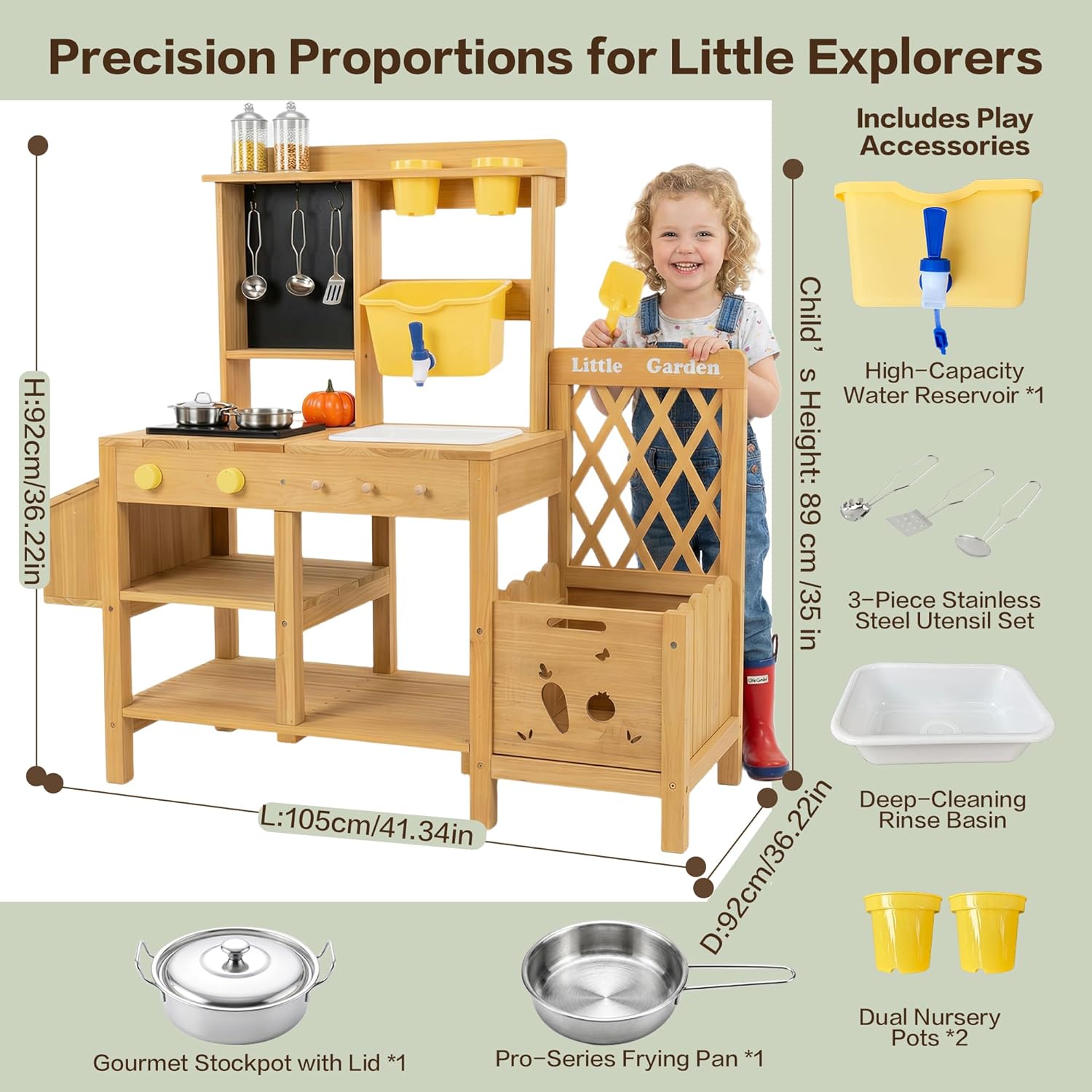 Wooden Mud Kitchen for Kids, O - Kids Outdoor Mud Table ulasan dan harga