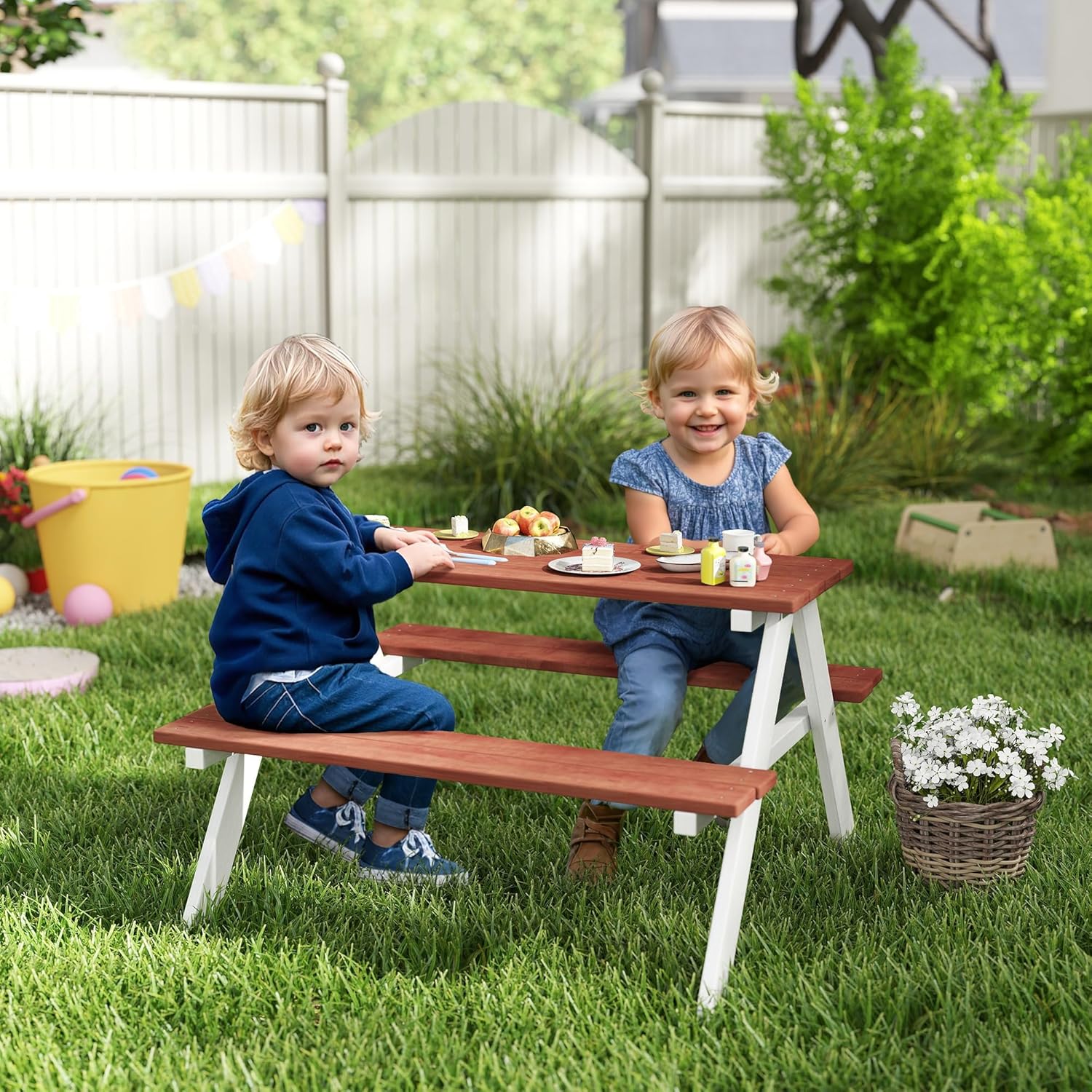 Kids Picnic Table Set, Wooden  - Kids Outdoor Wooden Table ulasan dan harga
