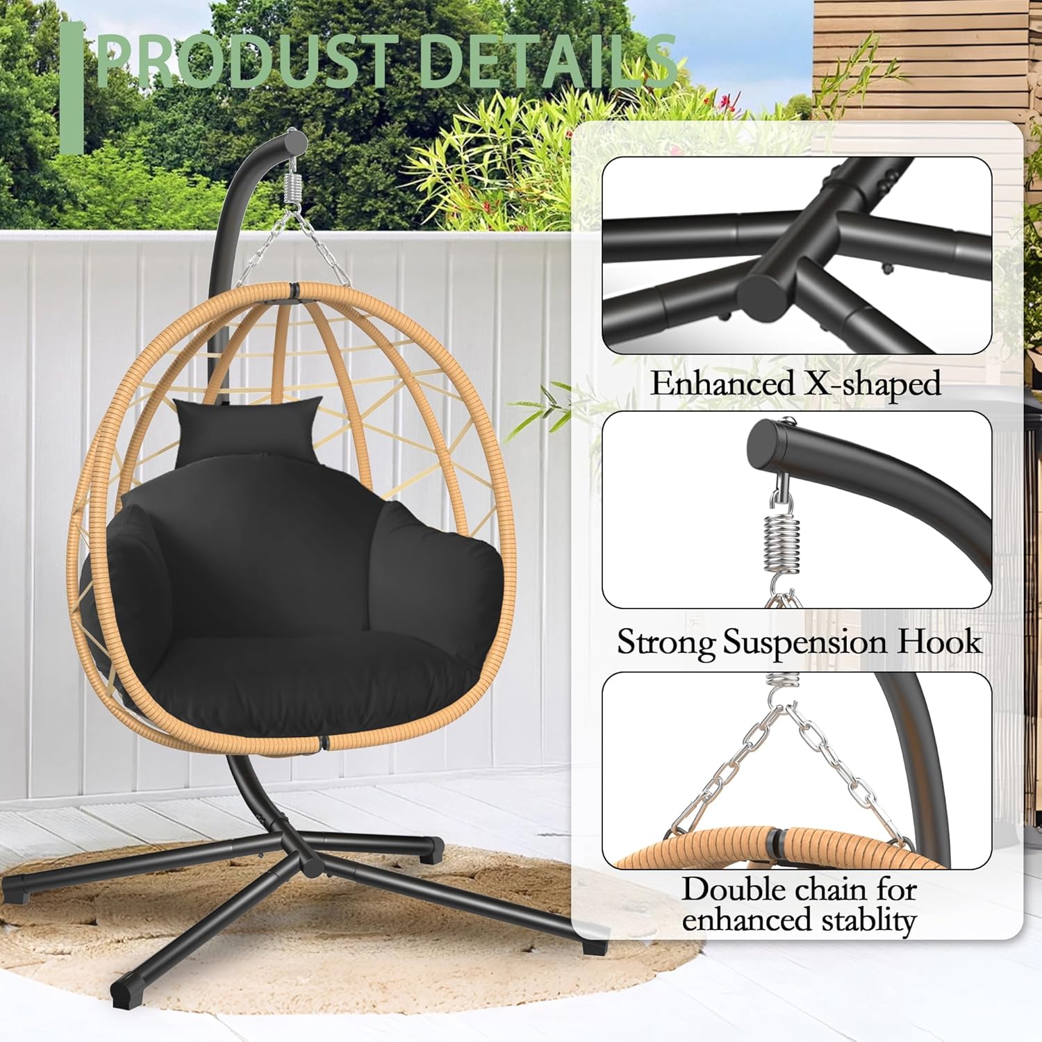 Hanging Egg Chair with Stand R - Kids Outdoor Egg Chair ulasan dan harga