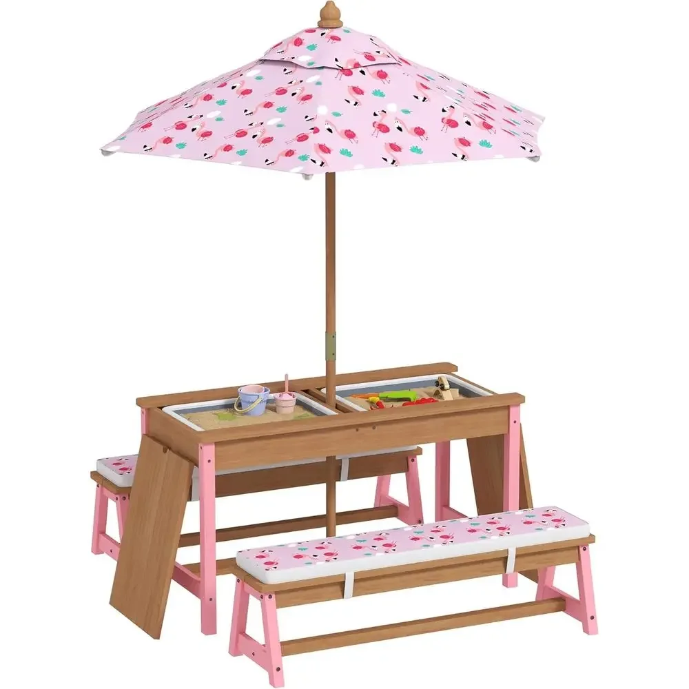 Wooden Picnic Table Set with U - Kids Outdoor Wooden Table ulasan dan harga