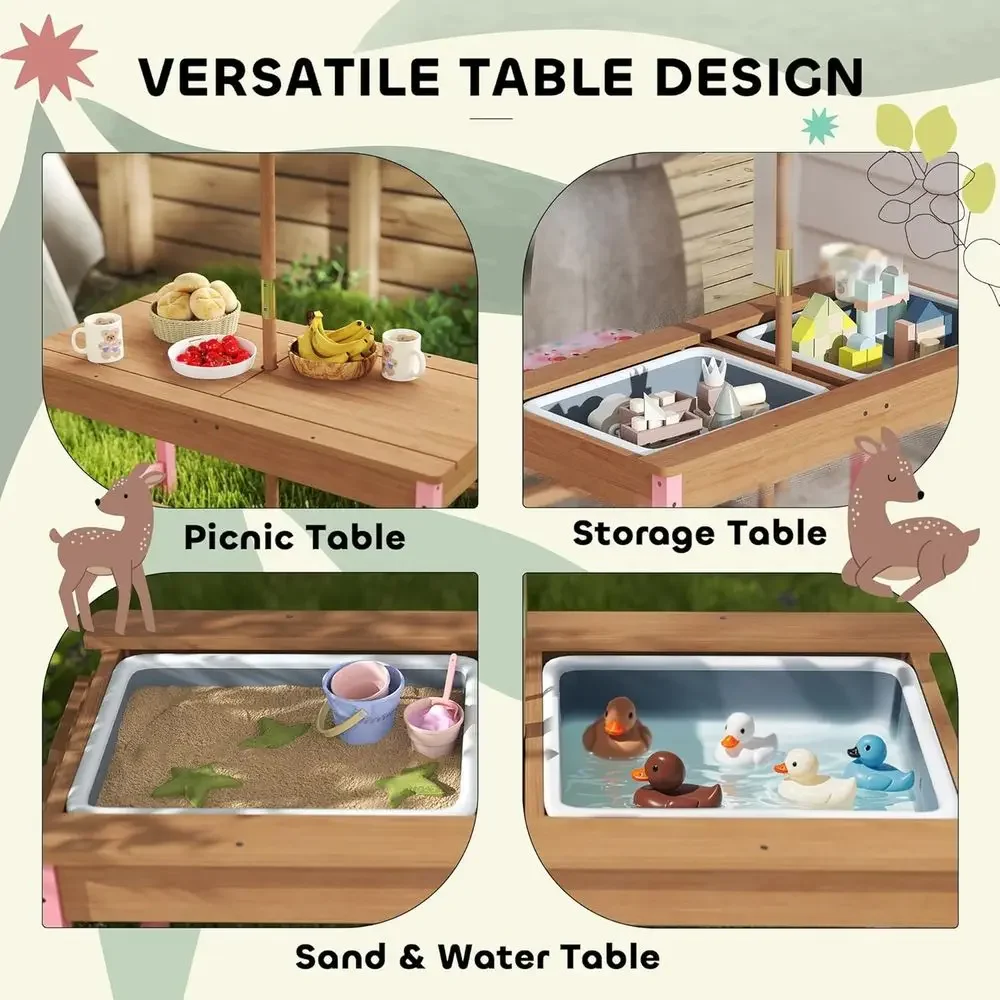 Wooden Picnic Table Set with U - Kids Outdoor Wooden Table ulasan dan harga