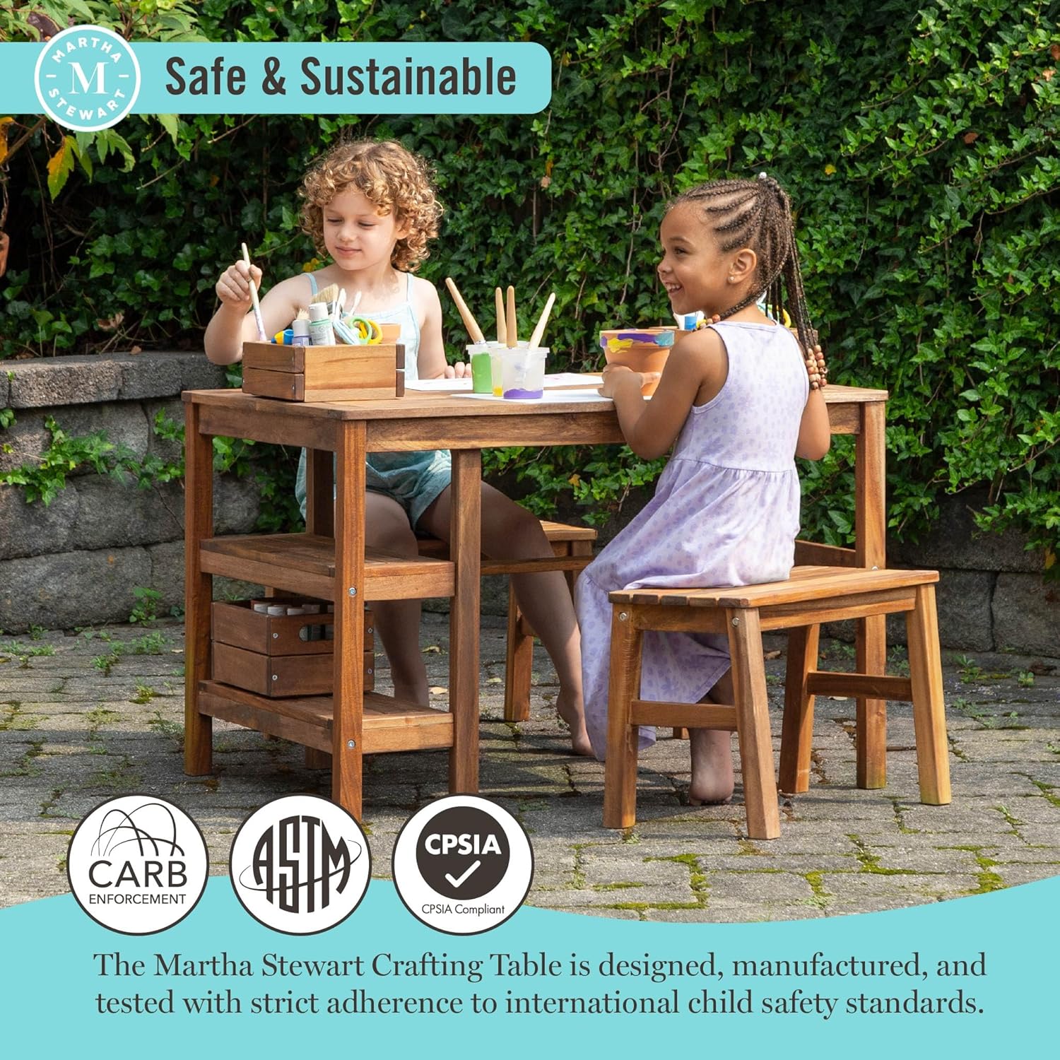 Kids Outdoor Table & Bench Set - Kids Outdoor Wooden Table ulasan dan harga