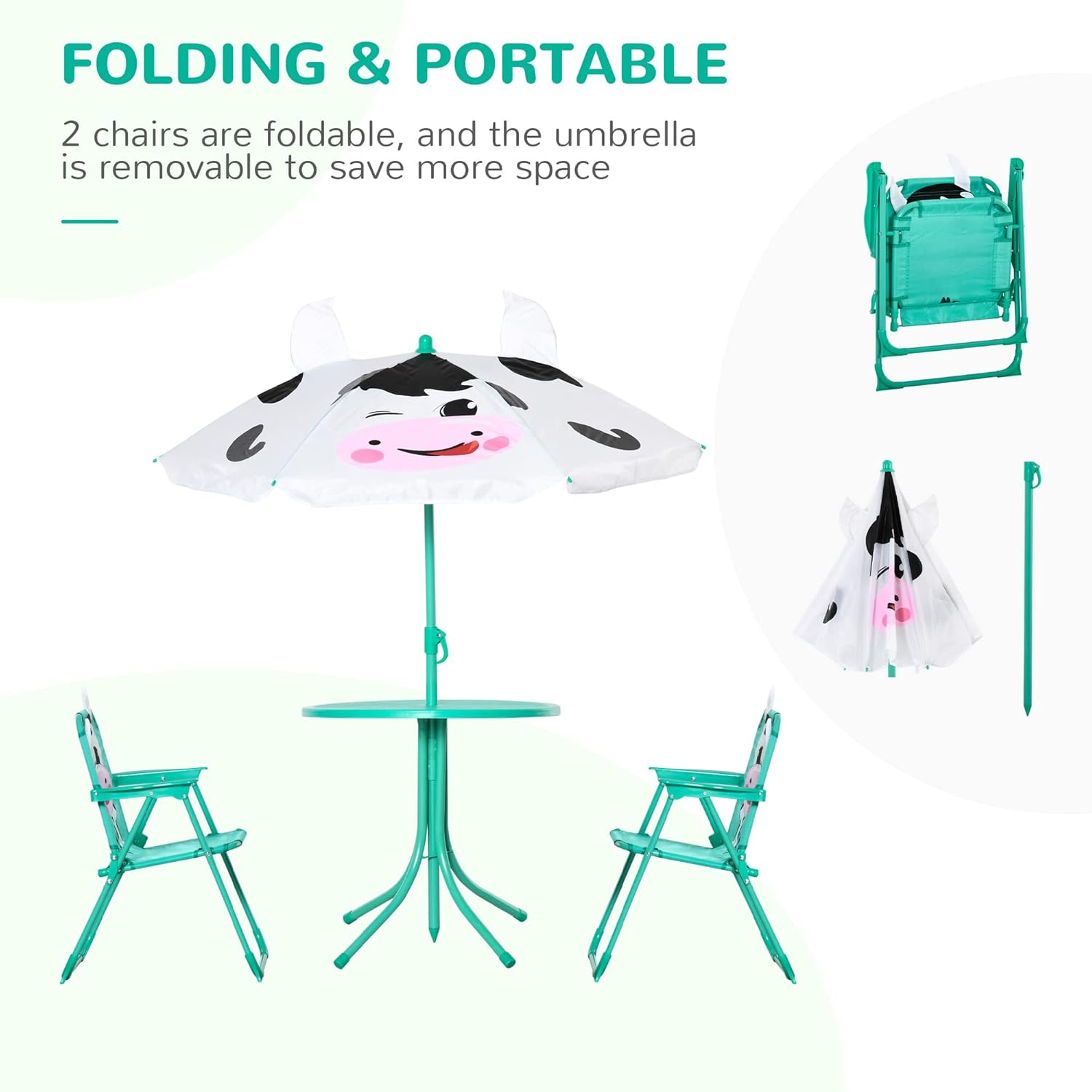 Kids Folding Table & Chair Set - Kids Outdoor Table And Chairs With Umbrella ulasan dan harga