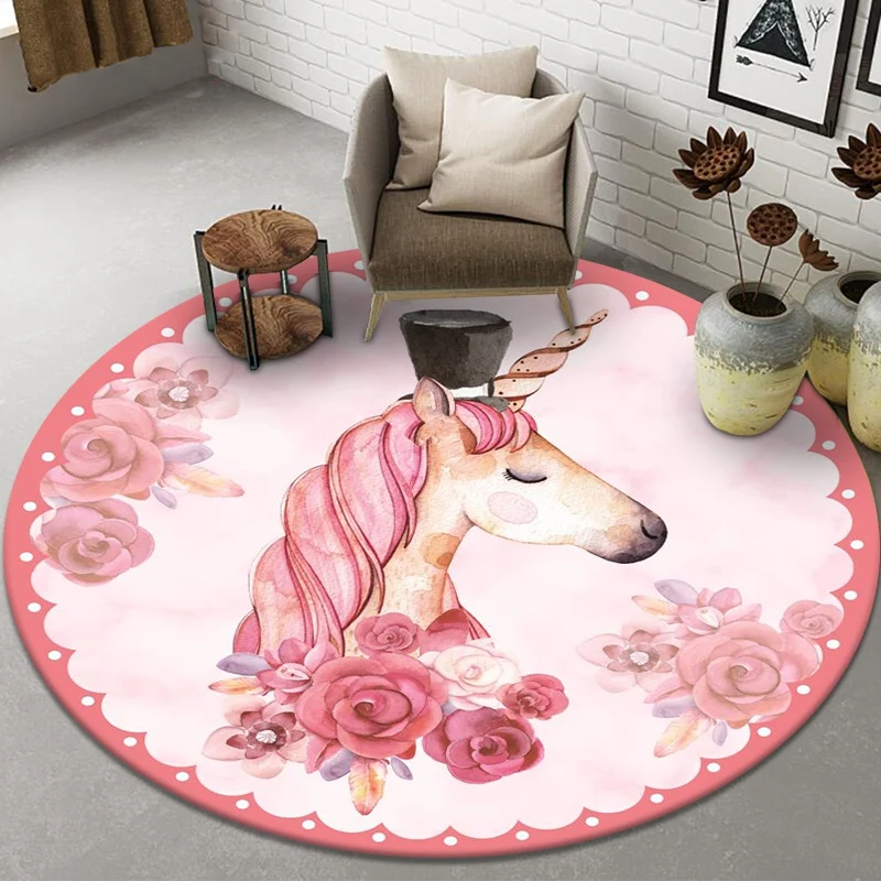 Cartoon Unicorn Round Rug Love - Kids Unicorn Outdoor Chair ulasan dan harga