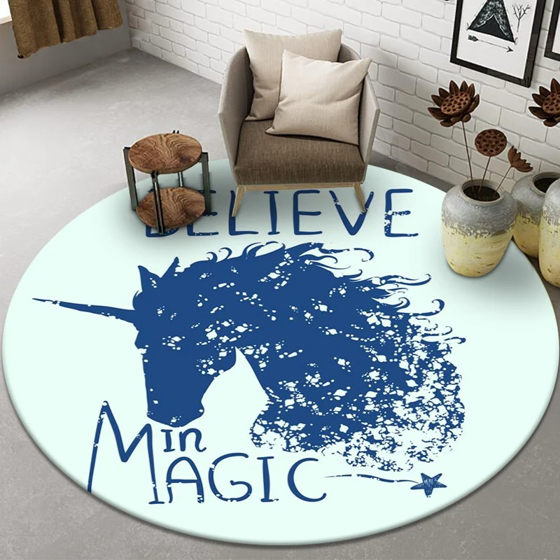 Cartoon Unicorn Round Rug Love - Kids Unicorn Outdoor Chair ulasan dan harga