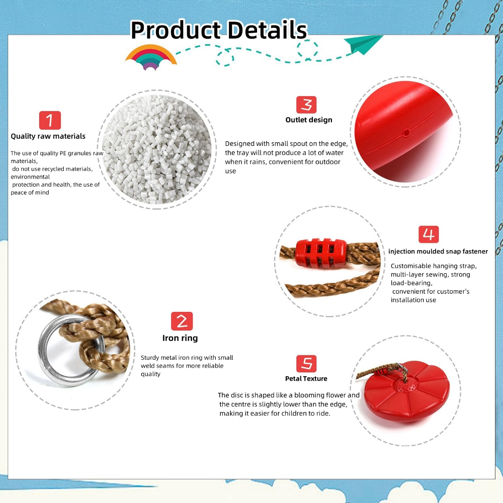 Thickened Octagonal Petal Swin - Kids Outdoor Hanging Chair ulasan dan harga