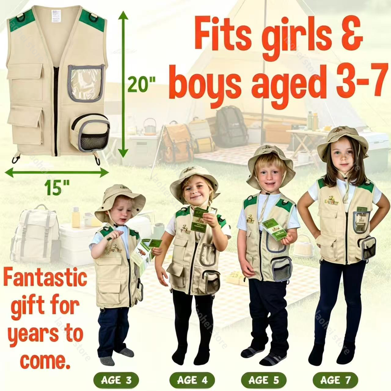Kids Explorer Vest and Hat Cos - Outdoor Games For Kids ulasan dan harga