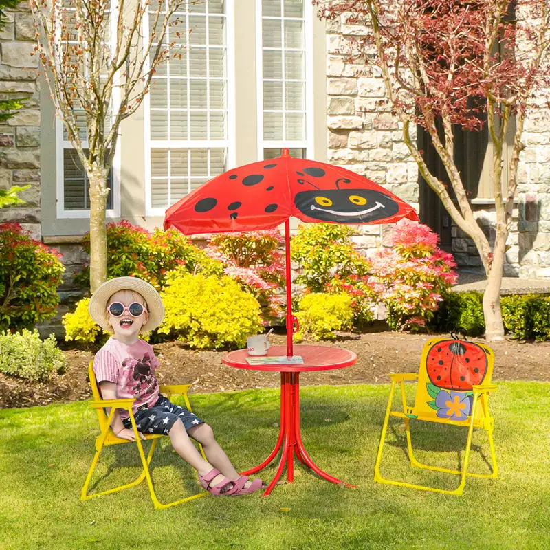 Kids Table and Chair Set, Outd - Kids Outdoor Table And Chairs With Umbrella ulasan dan harga