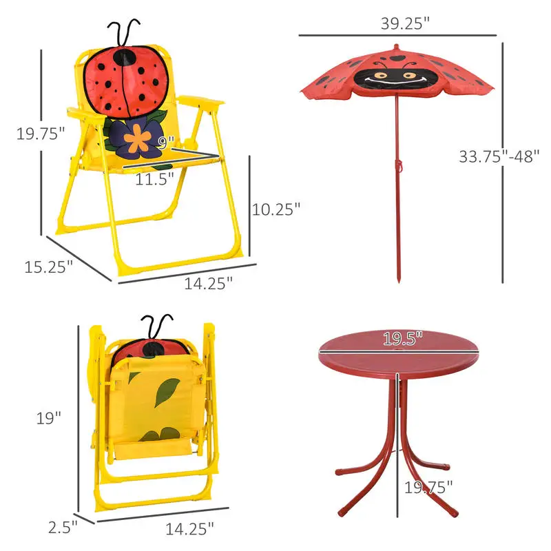 Kids Table and Chair Set, Outd - Kids Outdoor Table And Chairs With Umbrella ulasan dan harga