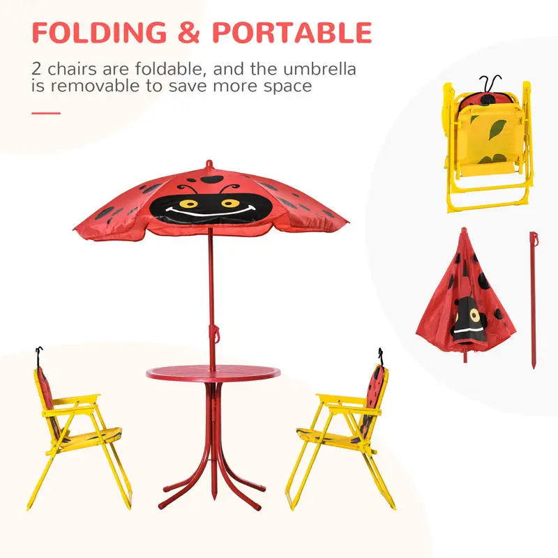 Kids Table and Chair Set, Outd - Kids Outdoor Table And Chairs With Umbrella ulasan dan harga