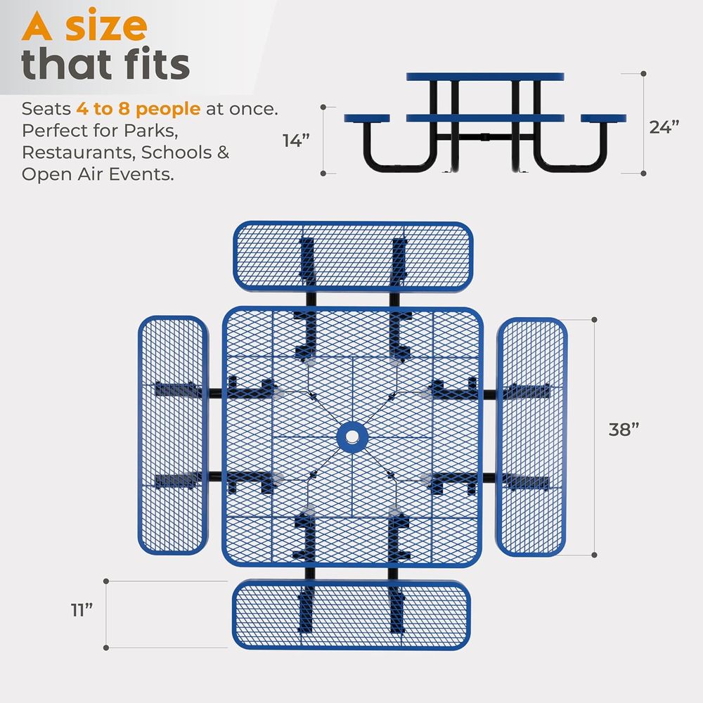 Blue 38 Square Picnic Table wi - Kids Outdoor Play Table ulasan dan harga