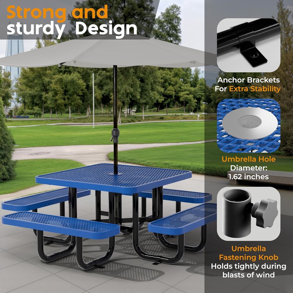 Blue 38 Square Picnic Table wi - Kids Outdoor Play Table ulasan dan harga