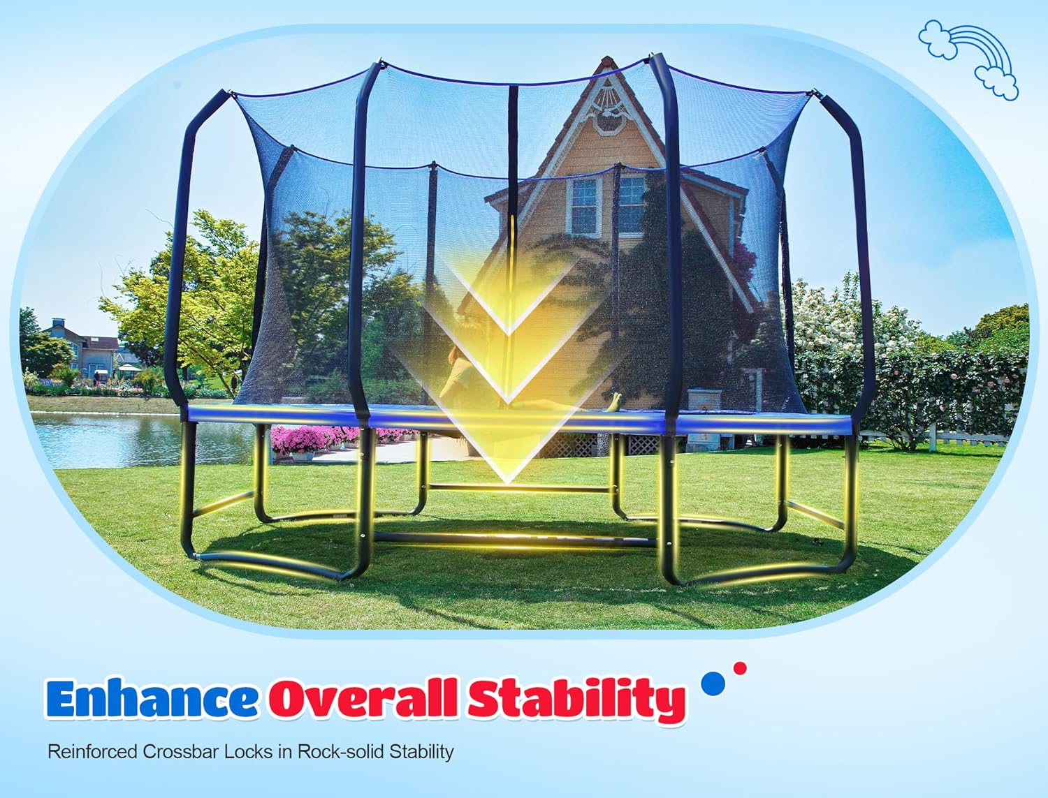Oval Outdoor Trampoline with S - Kids Outdoor Net ulasan dan harga