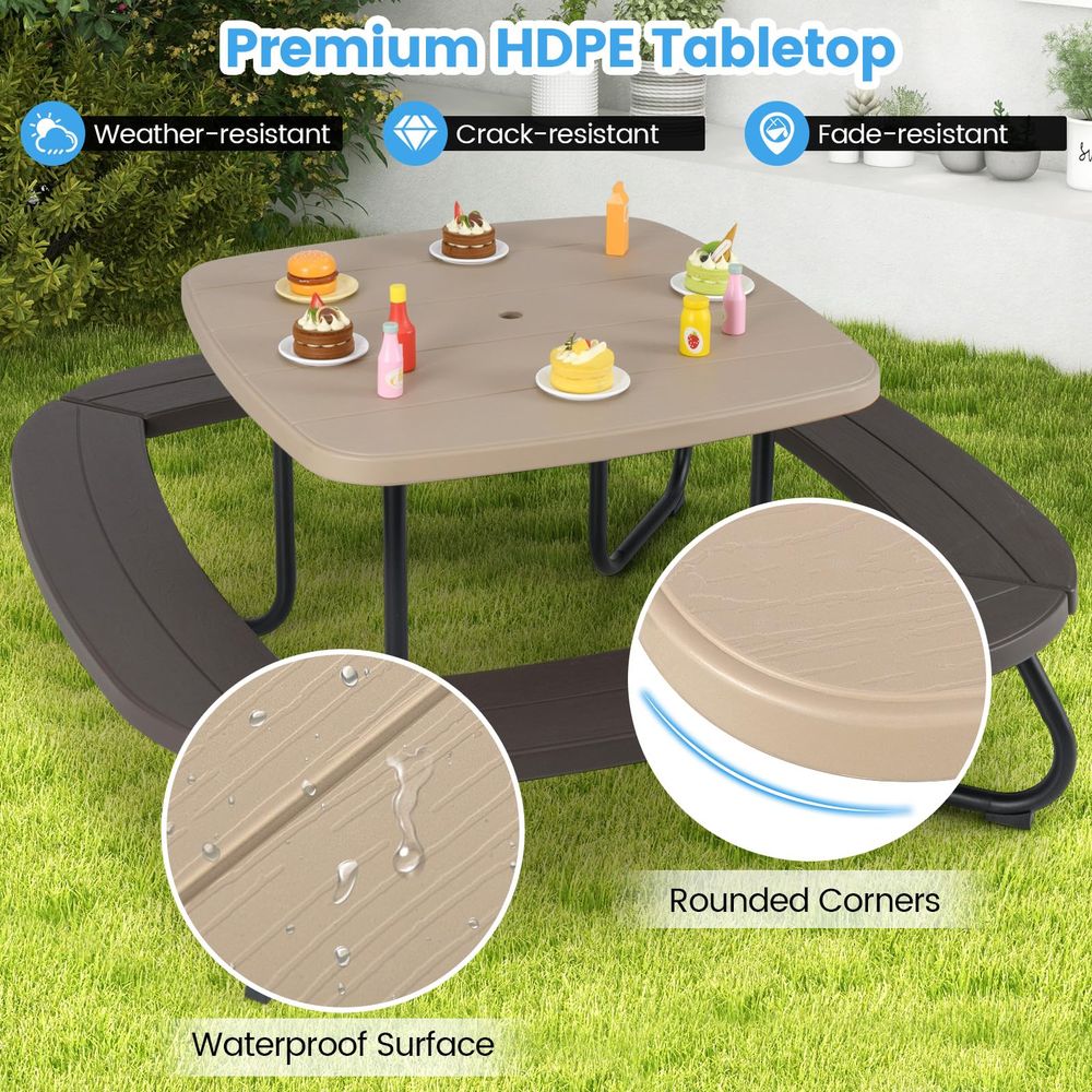 Kids Picnic Table, 8 Person Ki - Kids Outdoor Table And Chairs With Umbrella ulasan dan harga