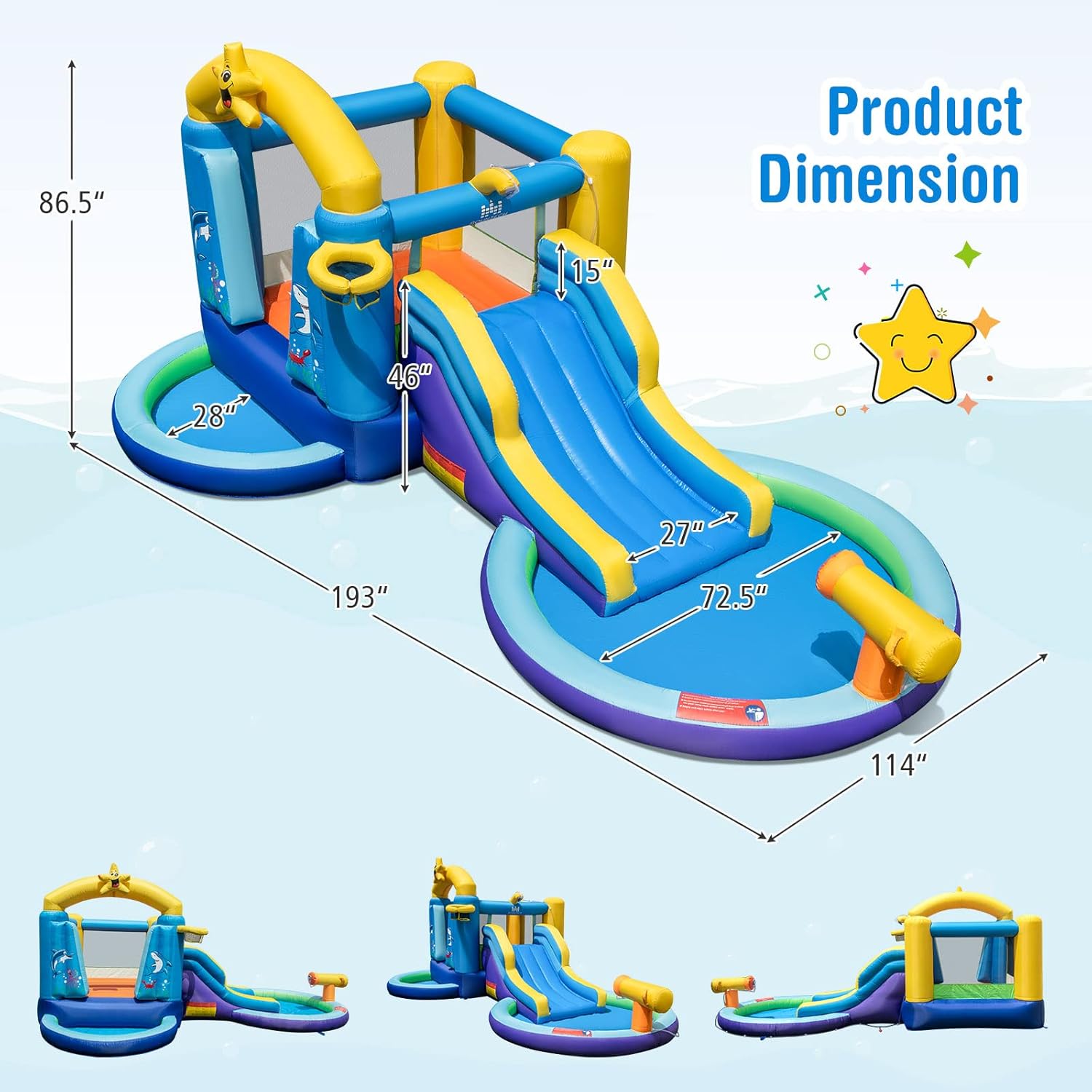 Inflatable Water Slide, 2 in 1 - Kids Outdoor Bounce House ulasan dan harga