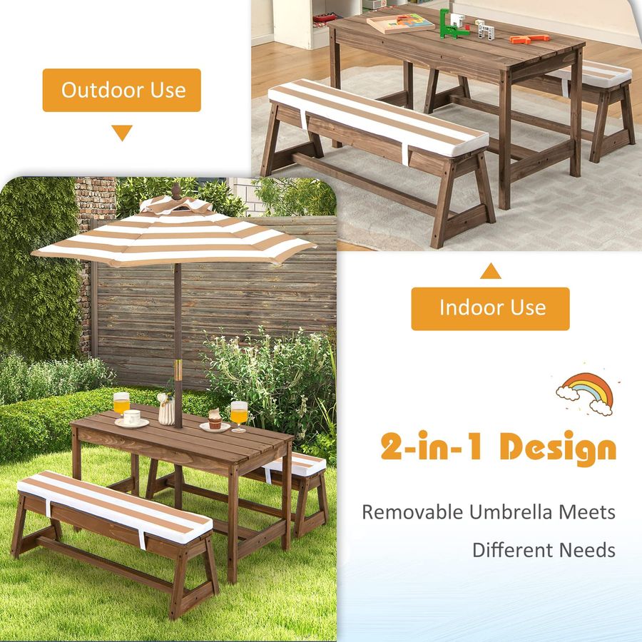 Kids Picnic Table, Toddler Woo - Kids Outdoor Wooden Table ulasan dan harga