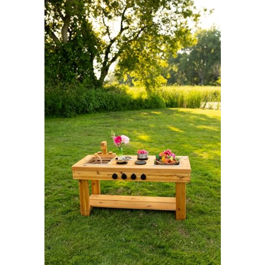 Cedar Outdoor Mud Kitchen Cent - Kids Outdoor Mud Table ulasan dan harga