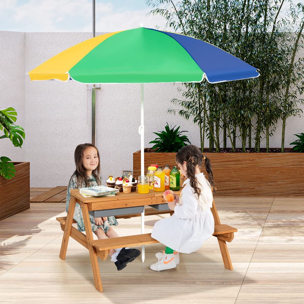 Kids Picnic Table, 4 in 1 Ceda - Kids Outdoor Wooden Table ulasan dan harga