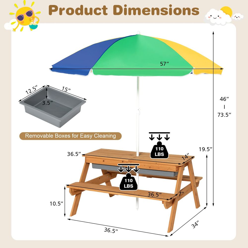 Kids Picnic Table, 4 in 1 Ceda - Kids Outdoor Wooden Table ulasan dan harga