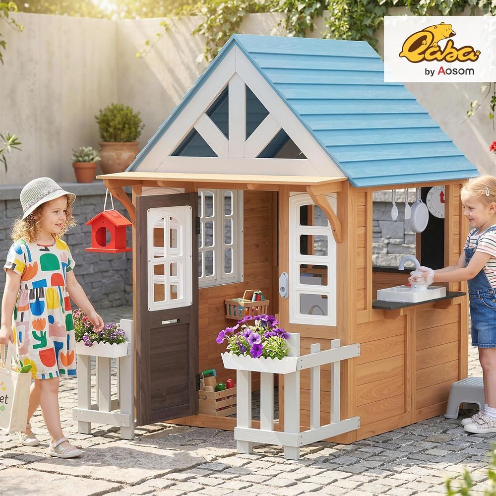 Qaba Outdoor Playhouse with Pe - Qaba Kids Outdoor Playhouse ulasan dan harga