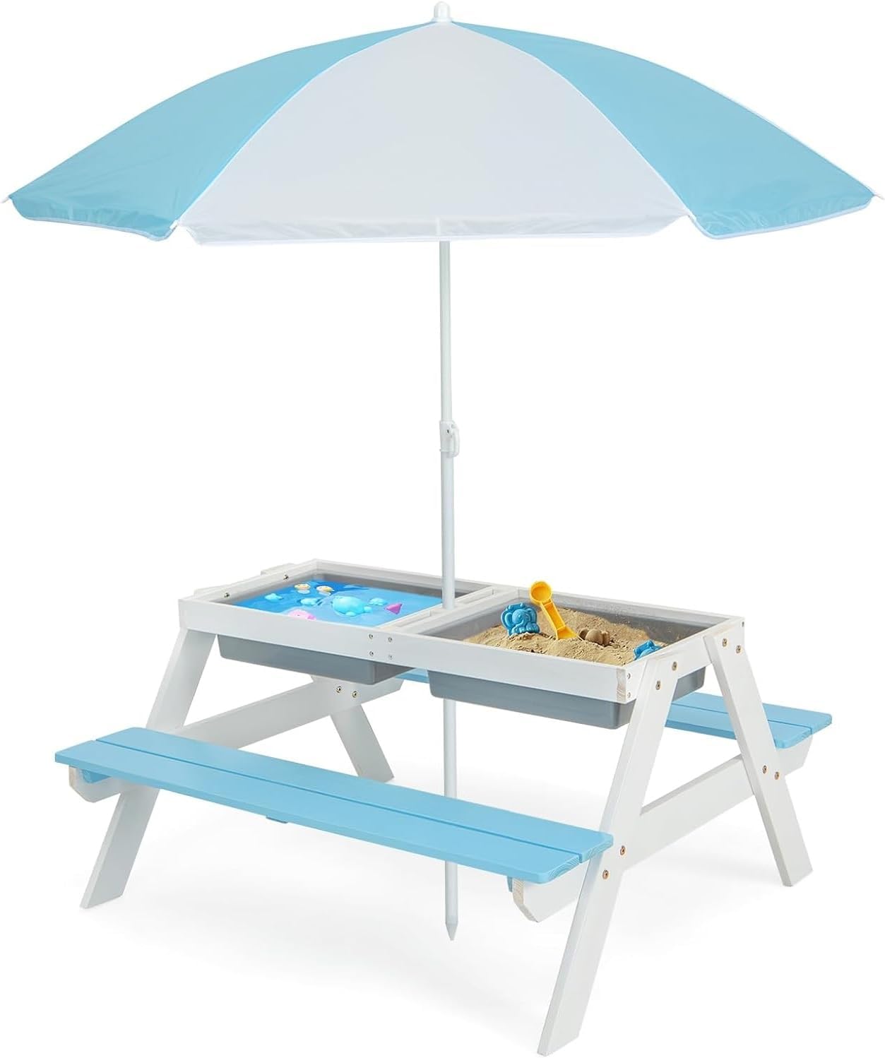 Kids Picnic Table, 4 in 1 Outd - Kids Outdoor Wooden Table ulasan dan harga
