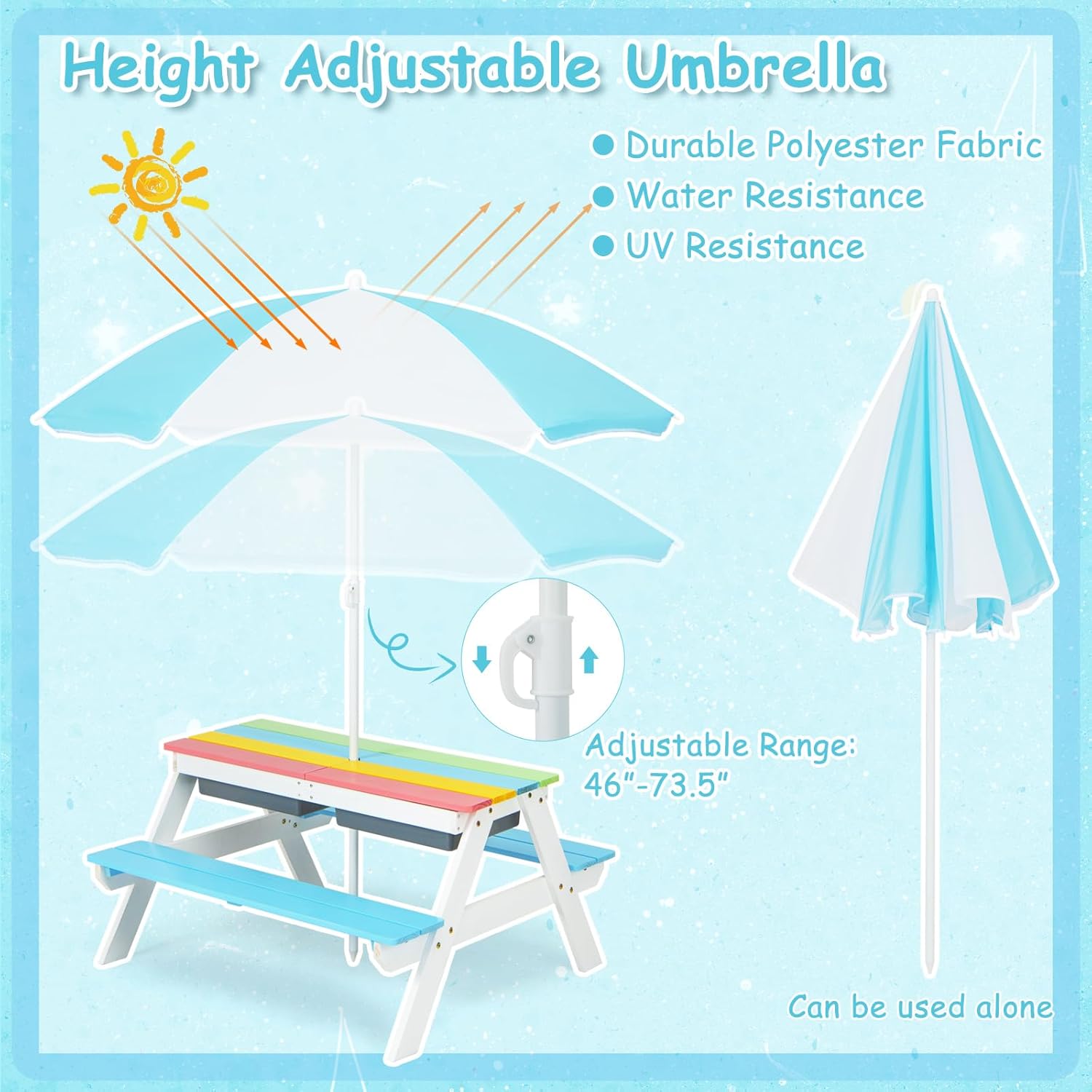 Kids Picnic Table, 4 in 1 Outd - Kids Outdoor Wooden Table ulasan dan harga