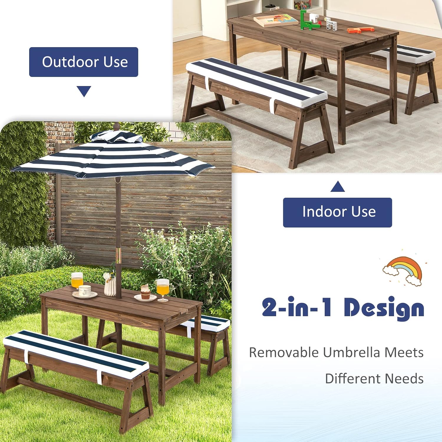 Height Adjustable Wooden Kids  - Kids Outdoor Wooden Table ulasan dan harga