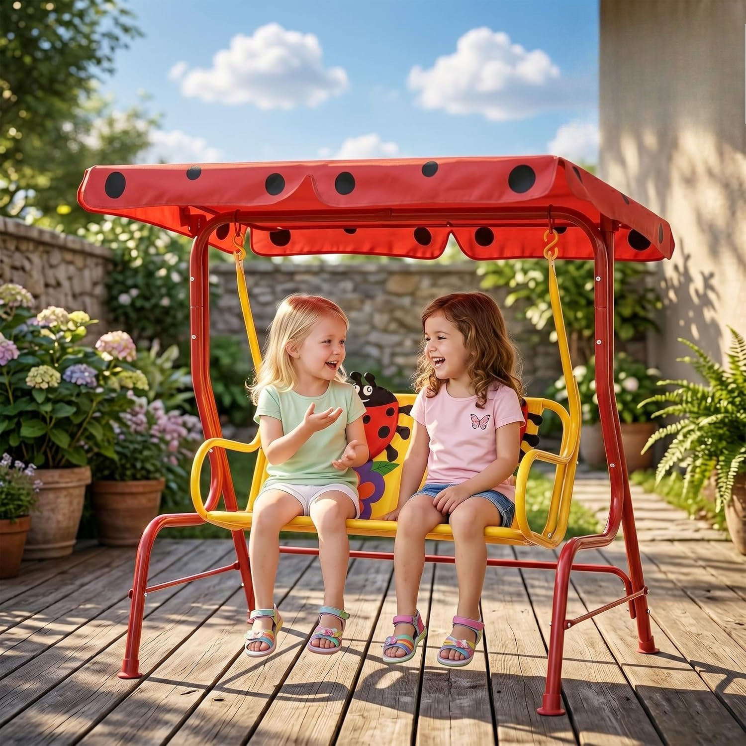 Kids Patio Swing, 2-Seater Out - Kids Outdoor Hanging Chair ulasan dan harga