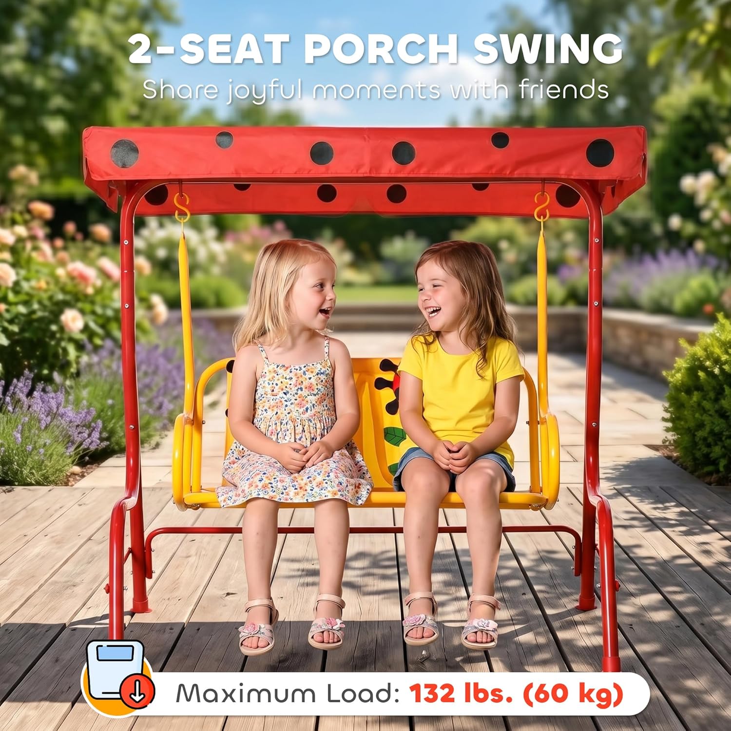 Kids Patio Swing, 2-Seater Out - Kids Outdoor Hanging Chair ulasan dan harga