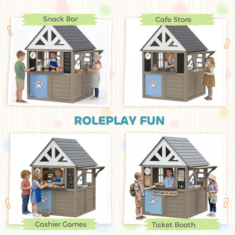 Qaba Outdoor Playhouse, Wooden - Qaba Kids Outdoor Playhouse ulasan dan harga